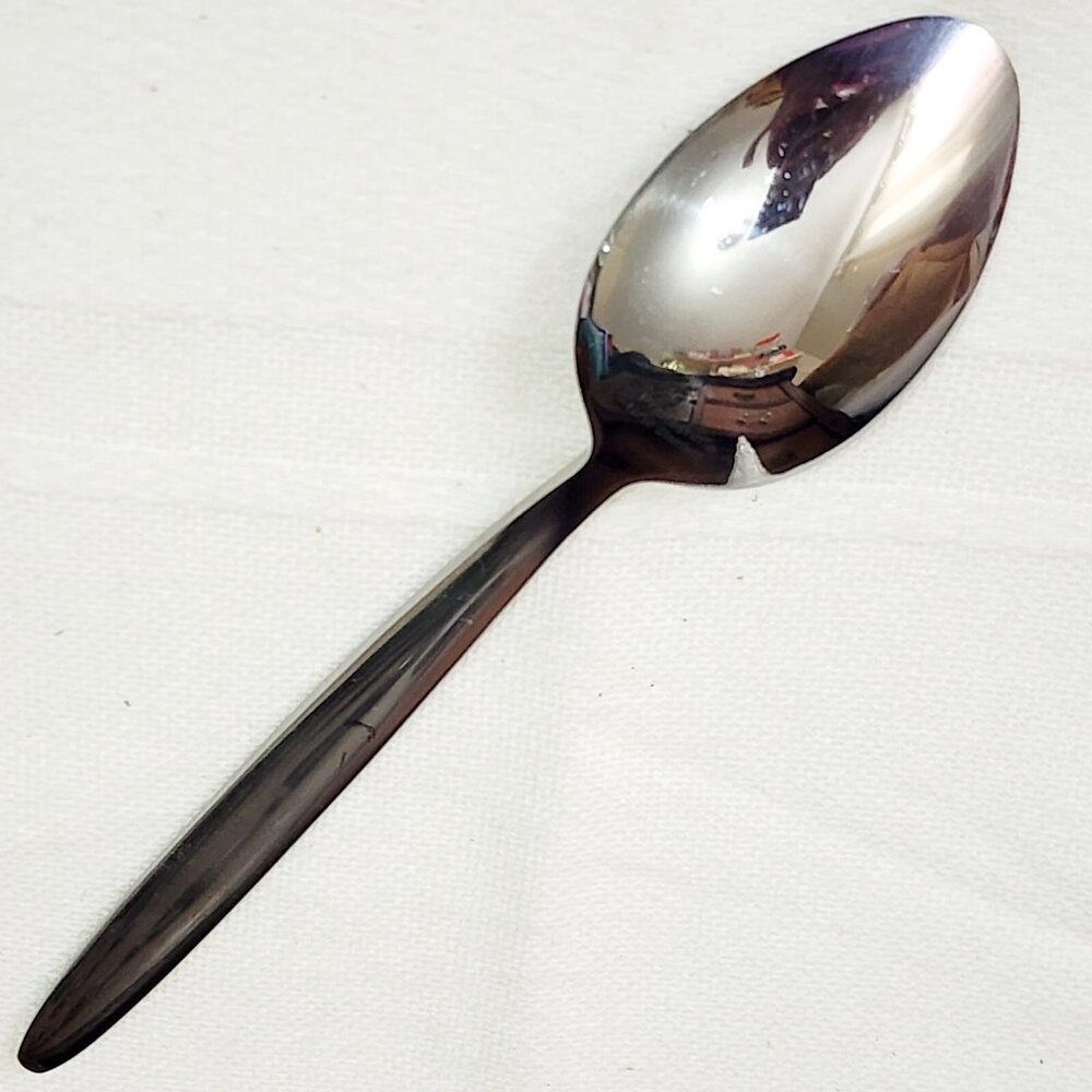 Pfaltzgraff Evening Sun Solid Serving Spoon 8" curved line frosted inset - Picture 8 of 10